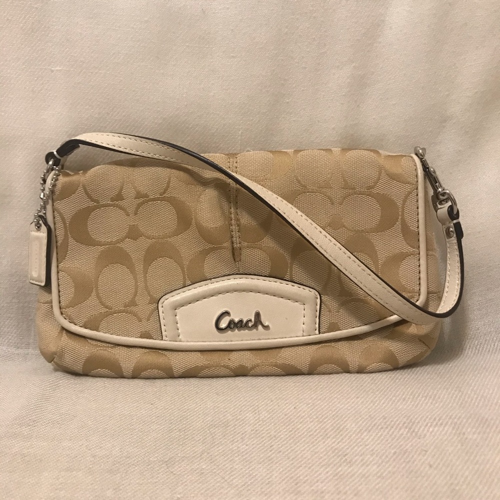 Tan coach wristlet